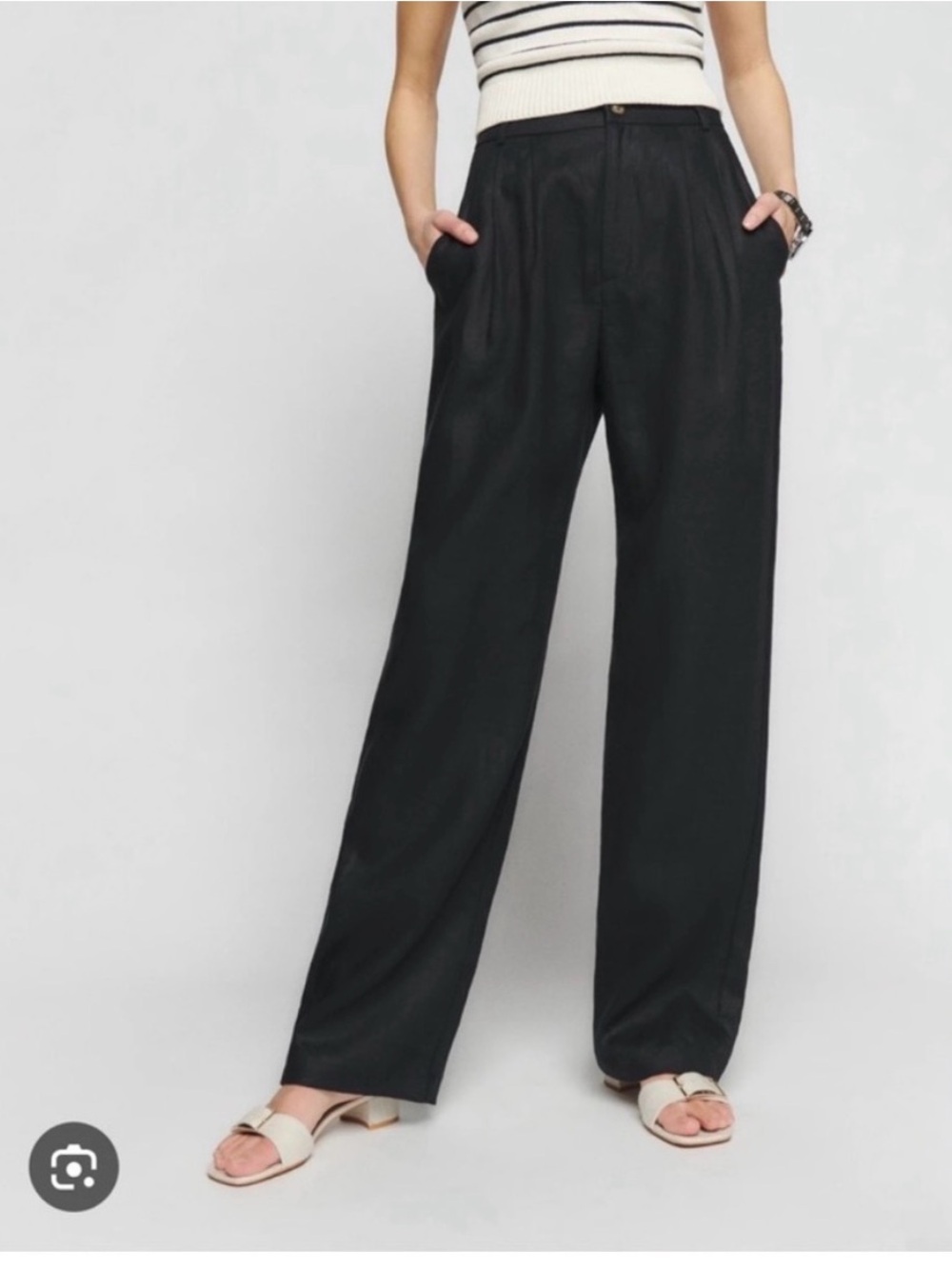 Reformation Black Wide-Leg Trousers